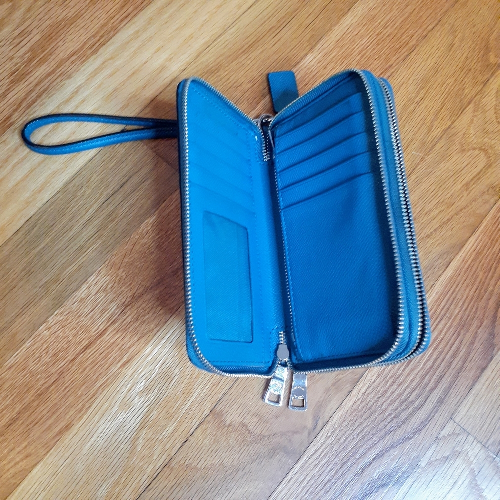 Coach Dempsey Wristlet Zip Around Wallet Os Teal Blue Coach - Picture 3 of 5